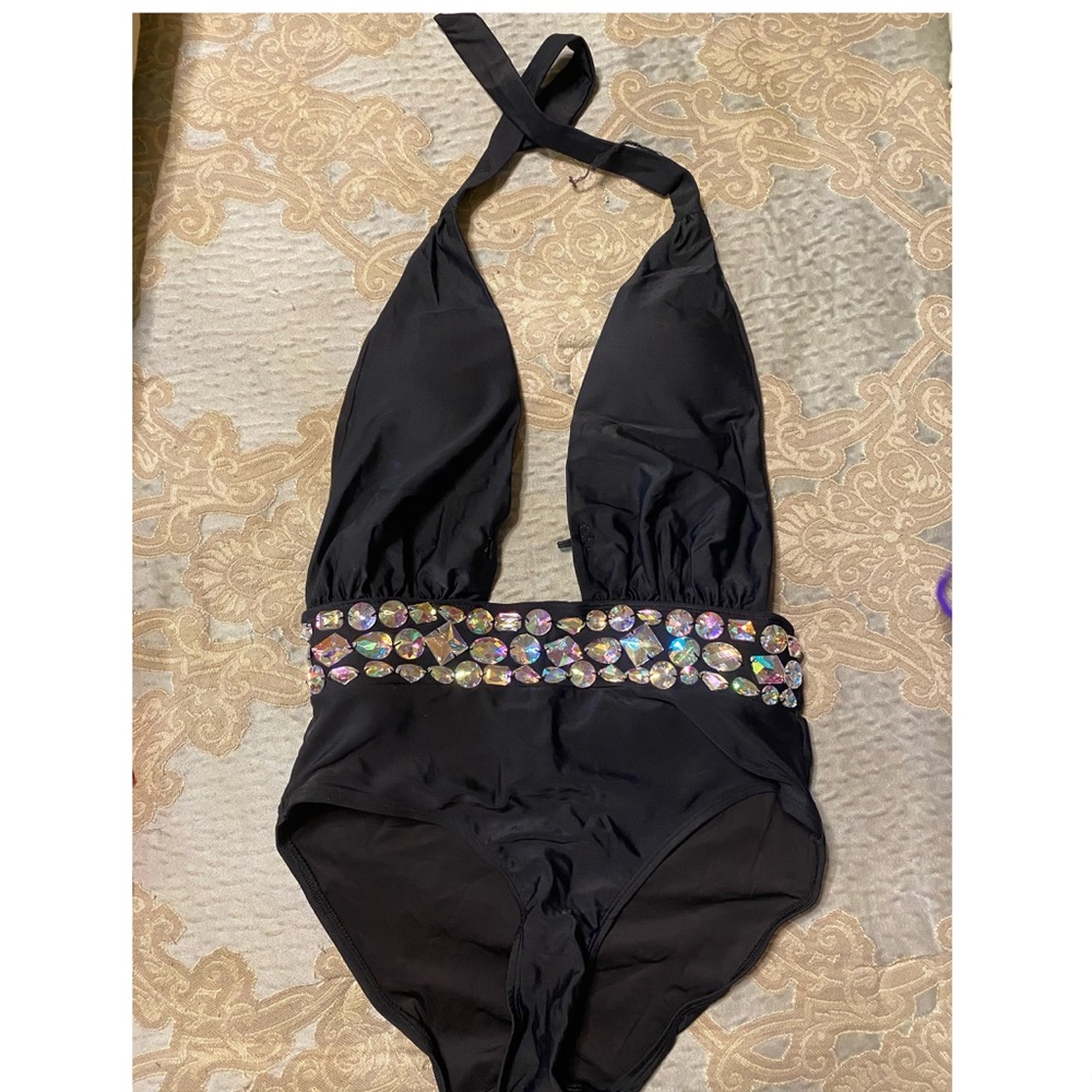Black one piece bathing suit